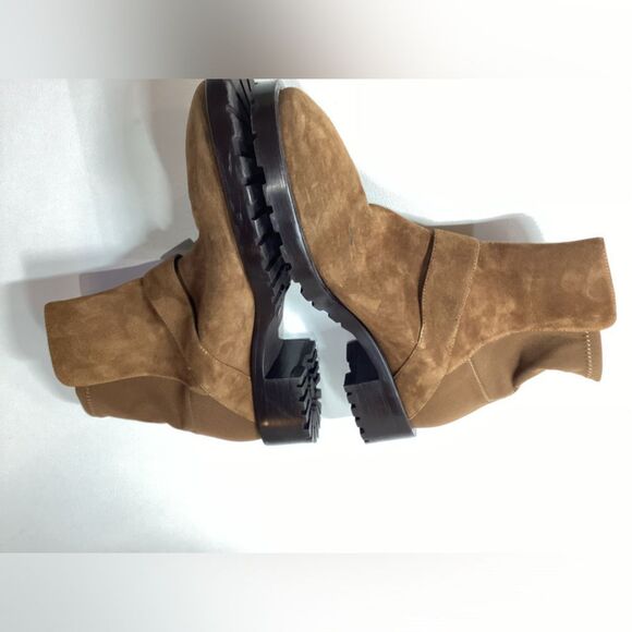 Stuart Weitzman Luxering Suede And Neoprene Ankle Boots In Brown Size 8.5 - Picture 6 of 13